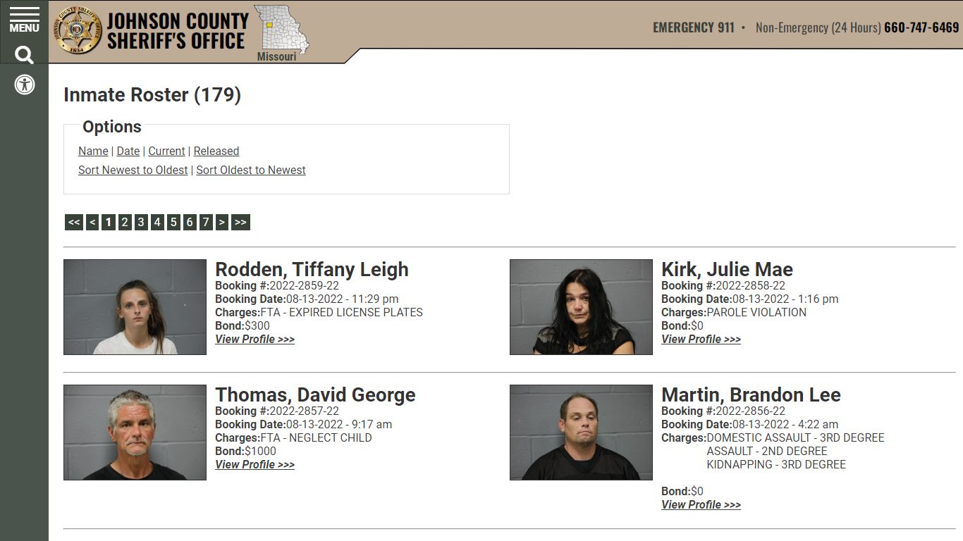 Inmate Roster - Current Inmates Booking Date Descending ...